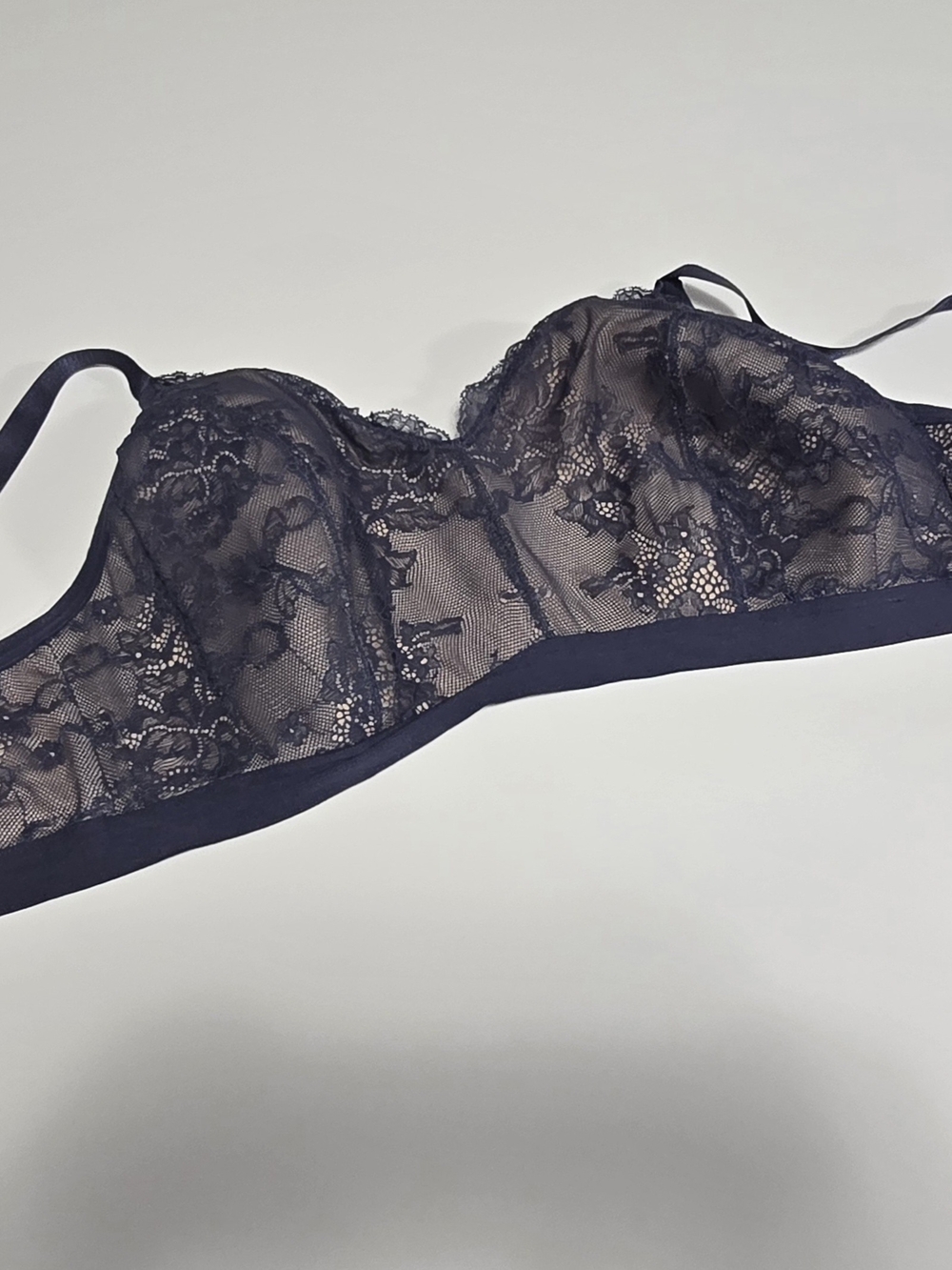 Sheer Lace Bra - Blue